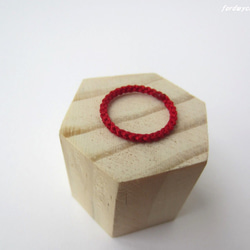 トゥーリング/ピンキーリング手編み2㎜【knit ring】ルージュ 2枚目の画像