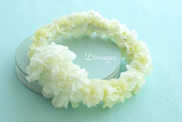 ホワイトダリア&ハイドランジア&バラの2way デザイン花冠 【Flower Crown W-01】 8枚目の画像