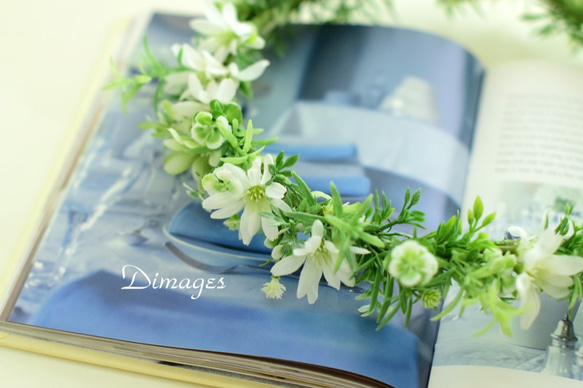 メアリーデイジー&小花の摘み草みたいな花冠【Flower Crown W&G-02】 4枚目の画像
