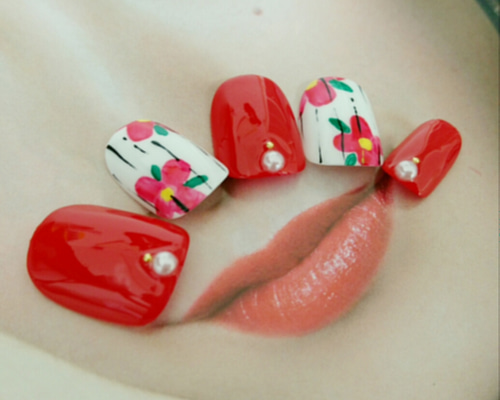 和装ネイルチップ 和装ネイル 牡丹 ネイルチップ kororonail 着物にぴったり ネイル