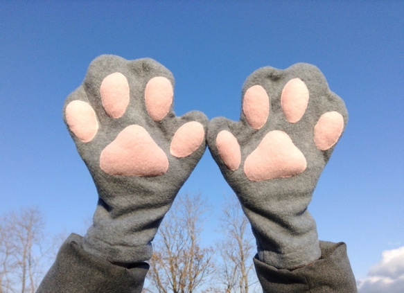 猫の手 手袋（グレー） 1枚目の画像