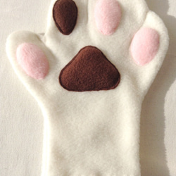 白猫の手　手袋（まだら肉球） 4枚目の画像