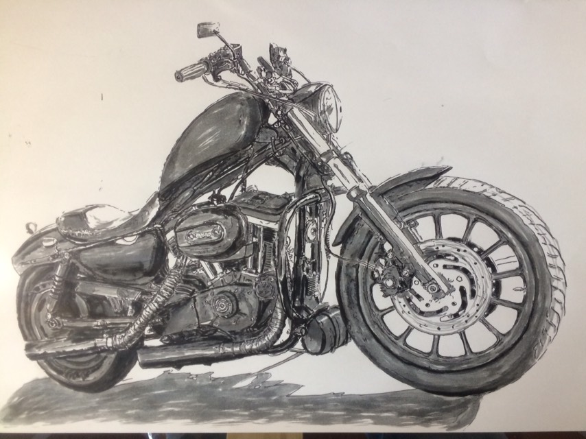 オーダーメイド バイク筆ペンイラスト イラスト T style 通販
