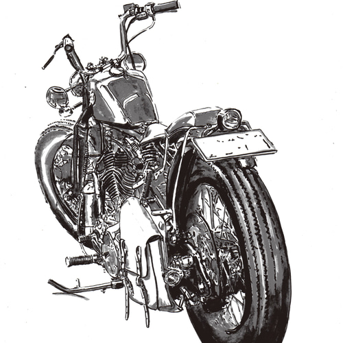 オーダーメイド バイク筆ペンイラスト イラスト T style 通販 6555359