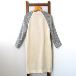 冬の新作コート・暖かい羽織物- - -ホワイト＆グレーストライプ/ウール/ロングコーディガン 7枚目の画像