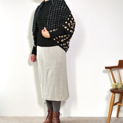 2wayカーディガン・暖かい羽織物- - -黒/サーモンピンク/ウール 5枚目の画像
