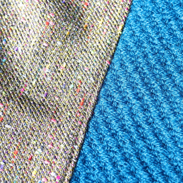 2wayカーディガン・暖かい羽織物- - -グリーン/ブルー/ウール 8枚目の画像