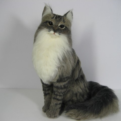 羊毛フェルト 猫 サイベリアン ブルー系 お座り 羊毛フェルト tera