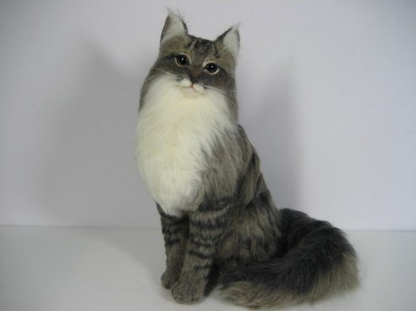 羊毛フェルト 猫 サイベリアン ブルー系 お座り 羊毛フェルト tera