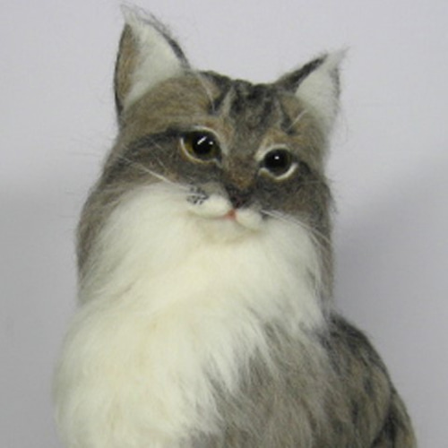 羊毛フェルト 猫 サイベリアン ブルー系 お座り 羊毛フェルト tera