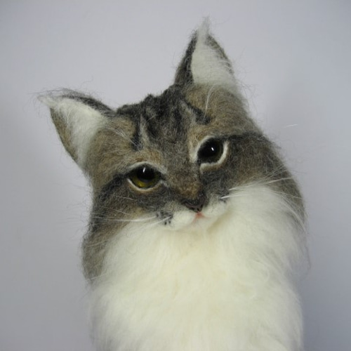 羊毛フェルト 猫 サイベリアン ブルー系 お座り 羊毛フェルト tera