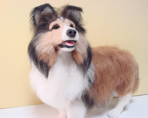 羊毛フェルト 犬 シェルティ 立ち姿（1706） 羊毛フェルト tera