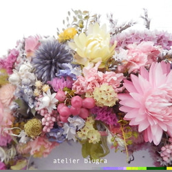 八ヶ岳〜春の小花を集めて淡いピンクWreath26cm 1枚目の画像