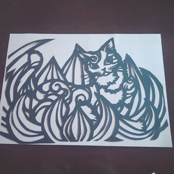 猫 切り絵 4枚 2枚目の画像