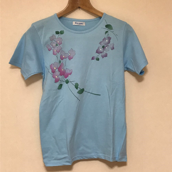 Tシャツ 洋花 現代風手描友禅 1枚目の画像