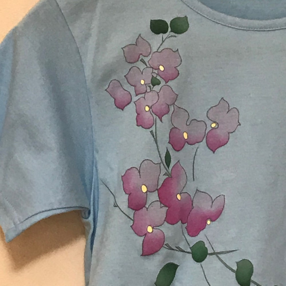 Tシャツ 洋花 現代風手描友禅 2枚目の画像