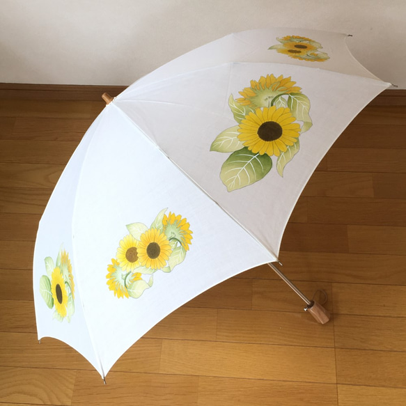 日傘 ひまわり 現代風手描友禅 5枚目の画像