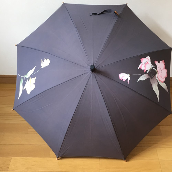 音の絵〜雨の花 日傘【ハンドメイド】 音の絵〜雨の花 日傘【ハンドメイド】 刺繍布日傘＜雨の花