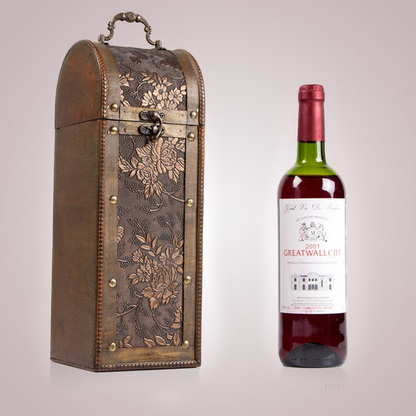 木製皮質直立紅酒包裝盒HC07 第2張的照片