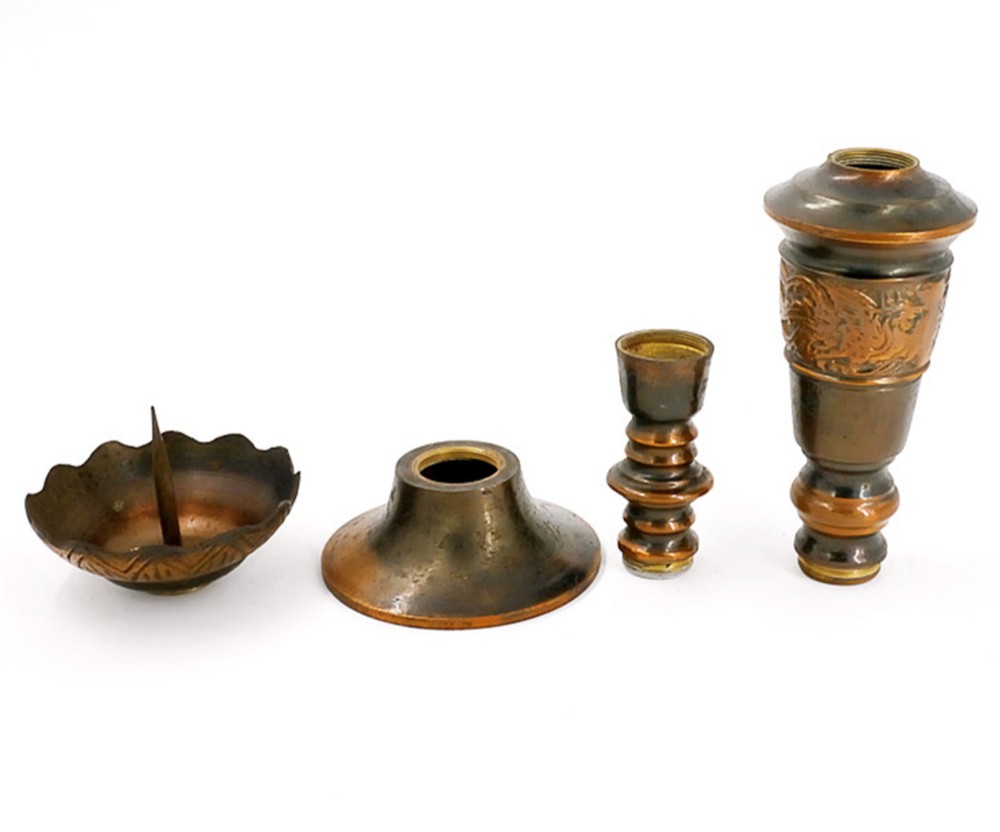 古置物，古燭台，古董品，極細工，古美術高14.5重140克