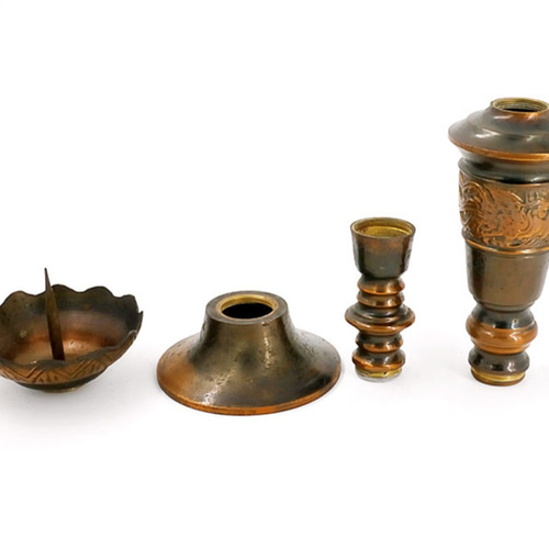 復古黃銅燭台，模仿東方蓮花清代，銅(SKU4) 蠟燭・燭台FashionStrait