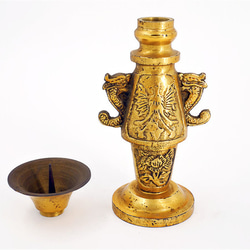 古代の東洋文化を模倣したヴィンテージ真鍮製キャンドルホルダー、ドラゴン（SKU05） 5枚目の画像