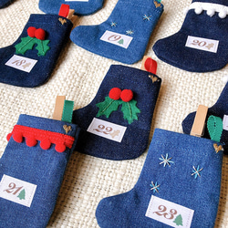 Creema限定クリスマス〈小さな靴下・デニム〉アドベントカレンダー 1枚目の画像