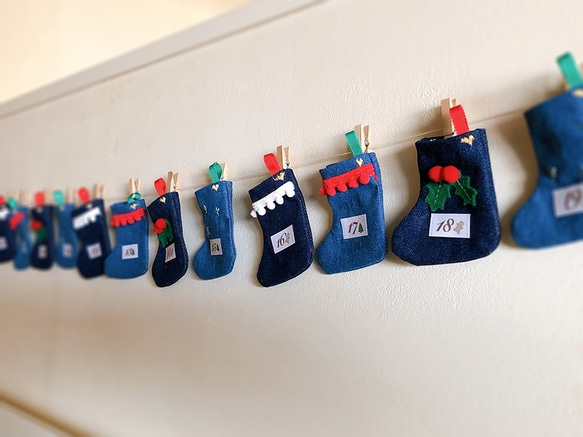 Creema限定クリスマス〈小さな靴下・デニム〉アドベントカレンダー 3枚目の画像