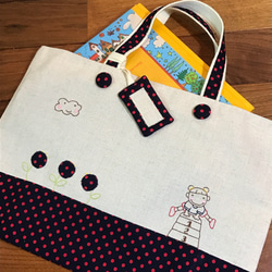 お名前入れます★手刺繍レッスンバッグ〈跳び箱〉★ネームタグプレゼント 7枚目の画像