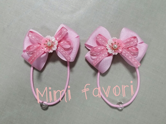 桜が付いたリボンのヘアゴム 子供服 Mimi favori 通販｜Creema 