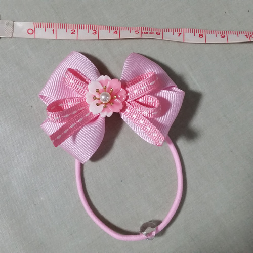 確認ヘアゴムヘアリボン651小花ピンク桜