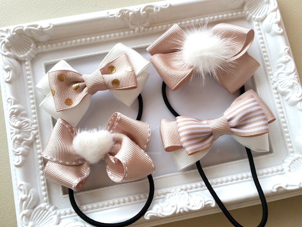 ベージュのリボンのヘアゴム ヘアゴム Mimi favori 通販 5099306