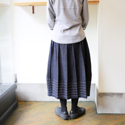 73渚のピンタックバルーンスカート73cm丈インディゴデニム 6枚目の画像