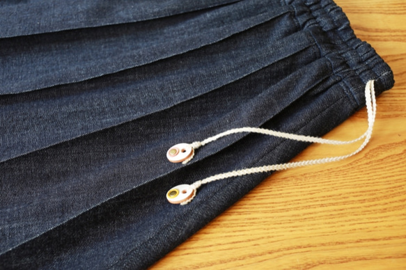 73渚のピンタックバルーンスカート73cm丈インディゴデニム 7枚目の画像