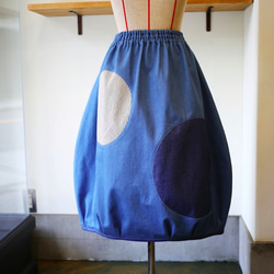 木の実の{raku raku}水色デニム バルーンスカート70cm丈 5枚目の画像