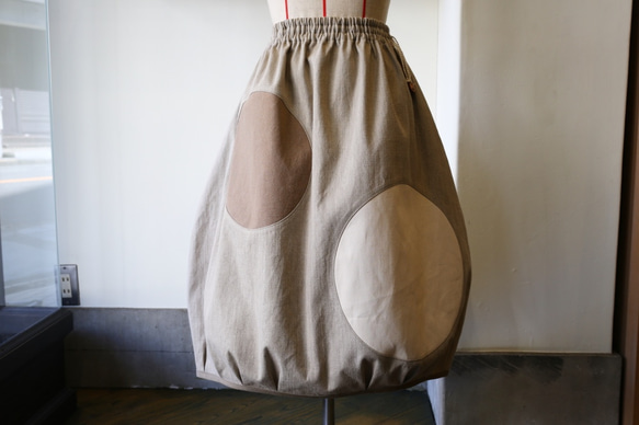 木の実の{raku raku} ベージュデニム バルーンスカート70cm丈 8枚目の画像