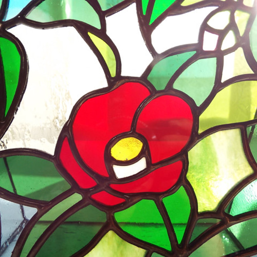 ステンドグラス「窓辺の椿」 その他インテリア雑貨 glass かぜのと