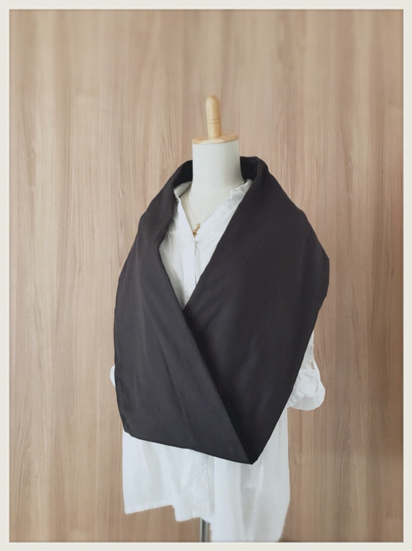 やわらか☆ダブルガーゼのスヌード＊ダークグレー＊ねじりあり 3枚目の画像