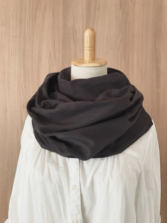やわらか☆ダブルガーゼのスヌード＊ダークグレー＊ねじりあり 5枚目の画像