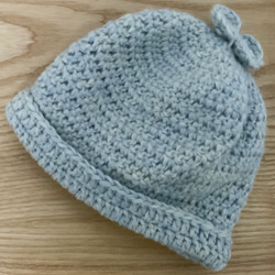 [36cm〜40cm]国産ウールで編んだあったかベビー帽子（ピンク・イエロー・ブルー） 7枚目の画像
