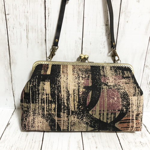 1225.ハンドメイド18cmがま口バッグyukiemon コラージュ柄