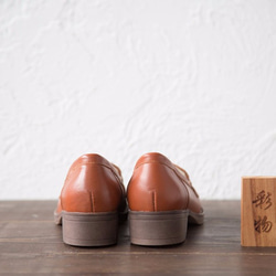 【受注製作】上質牛革のローファー　革靴　ヒール付き 　茶　RF9394 4枚目の画像
