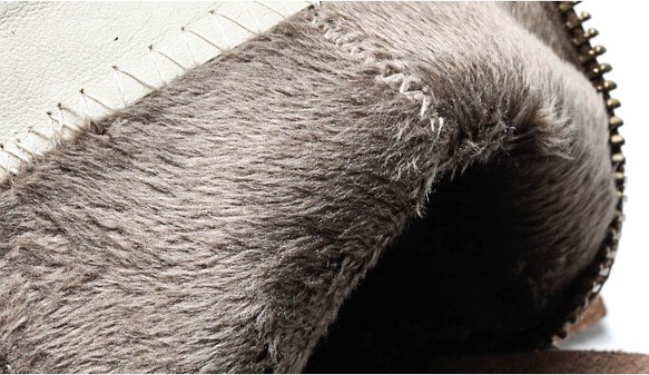 【受注製作】秋冬・もこもこ牛革スエードブーツ　完全ハンドメイド製作　黒 T024 3枚目の画像