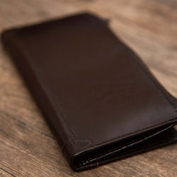 【受注製作】丸ごとなめらか牛革レザー長財布　カードケース　収納豊富　チャック付　茶褐色3KR-6 4枚目の画像