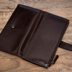 【受注製作】丸ごとなめらか牛革レザー長財布　カードケース　収納豊富　チャック付　茶褐色3KR-6 3枚目の画像