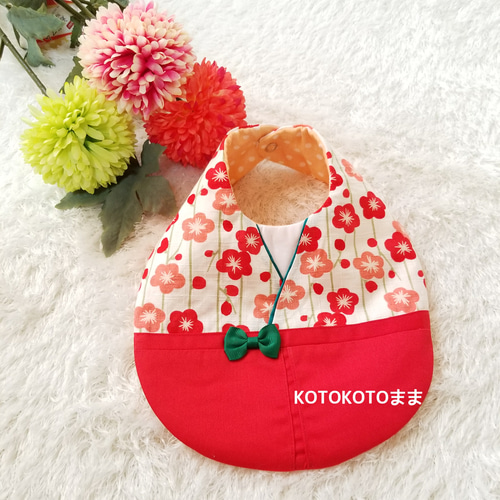 初節句にひな祭りにお食い初めに和柄袴風スタイ スタイ・よだれかけ