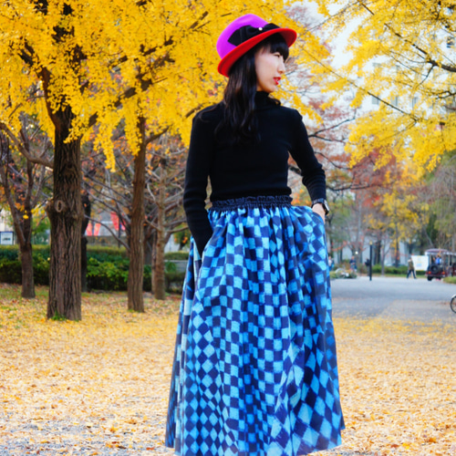 絣ベストスカートmakiyu 備後絣 市松スカート ロングスカート（マキシ丈） tenbo 通販