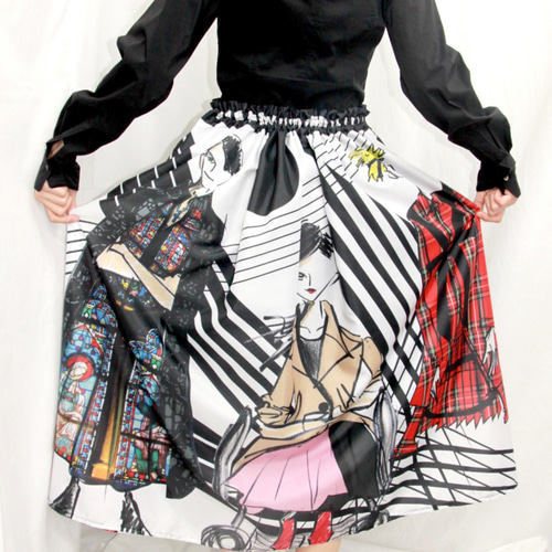 新品❣️アートプリントロングスカート デザイン画Ⅲ プリントスカート ロングスカート（マキシ丈） tenbo