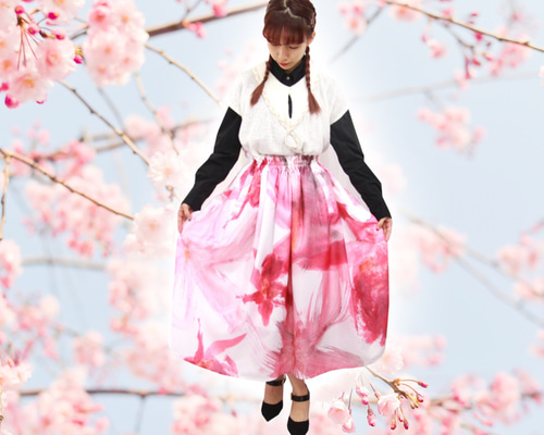 パーリーゲイツPOP 桜 プリントカツラギ ストレッチスカート桜モチーフサイズ0 桜 プリントスカート ロングスカート（マキシ丈） tenbo 通販