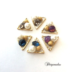 秋色♡三角ピアス/イヤリング 2枚目の画像